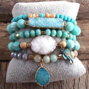Boho Druzy natural stone and beaded druzy